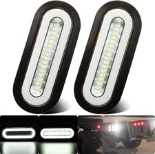 2Pcs 6" Inch White 52 Leds Oval LED Trailer Boat Halo Reverse Back up Tail Light
