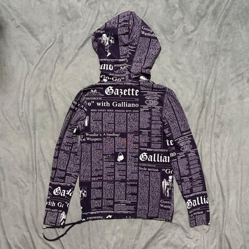 John Galliano Gazette パーカー John Galliano Newspaper Print Men's Hoodie Rare Purpl… - Gem