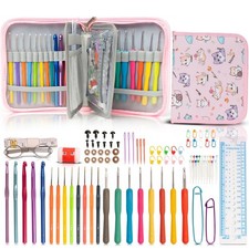 Crochet Hooks Kit with Case, 95-Piece, Ergonomic Crochet Needles Weave Yarn K...