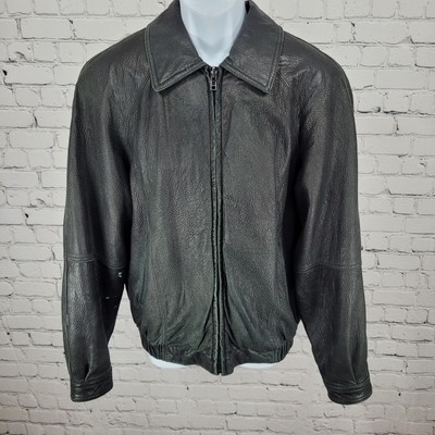 Pelle Studio Wilson's Black Genuine Leather Full Zip Lined Jacket Size Small S