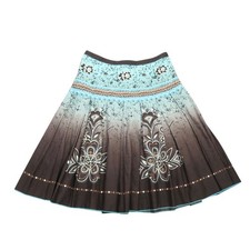 Vintage 90s Esprit Blue and Brown Ombre Printed Knee Length Skirt 6