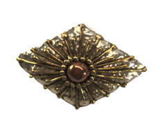 Vintage Large Sunburst Modernist Hair Barrette Mixed Metal Artisan