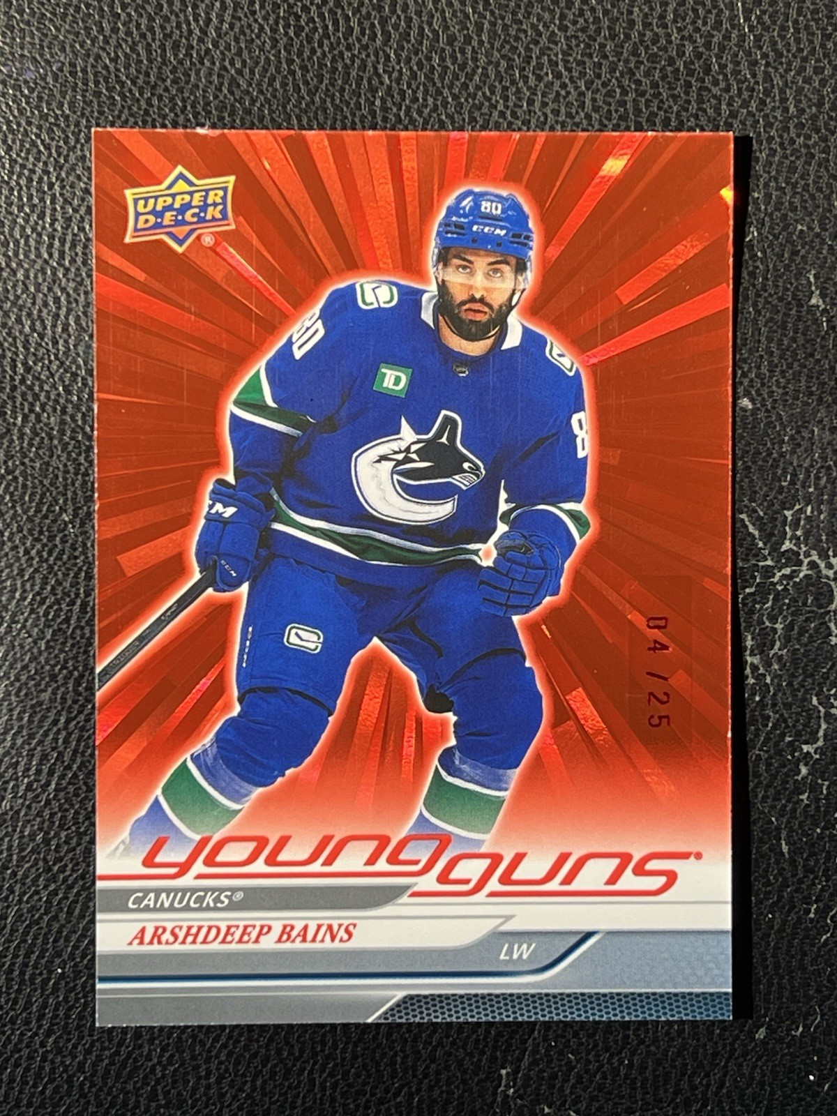 ARSHDEEP BAINS 2024-25 Upper Deck Series 1 Young Guns Red Outburst 4/25 231