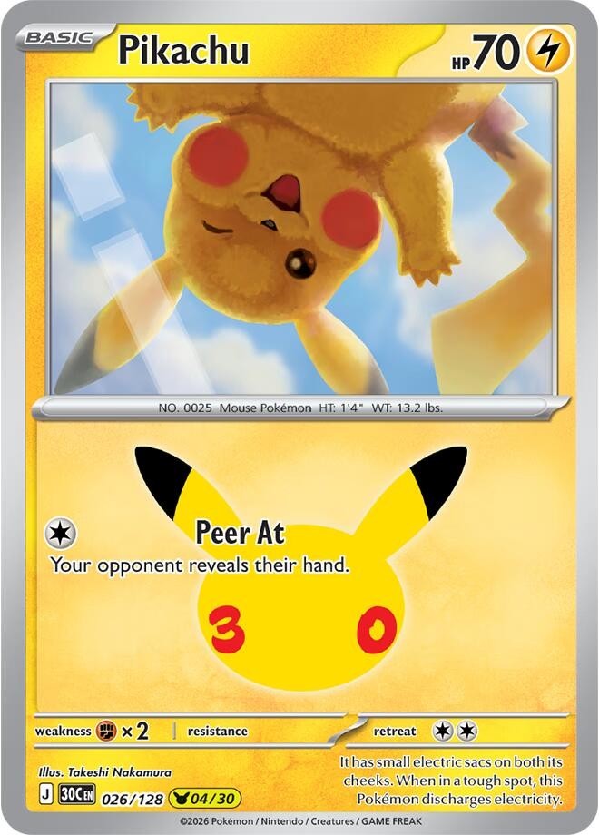 Pikachu - 026/128 - ME: 30th Celebration 4/30