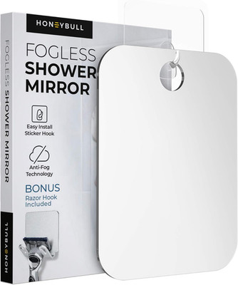 Fogless Shower Mirror 6x8''   Anti-Fog with Razor Holder, No-Drill Mount