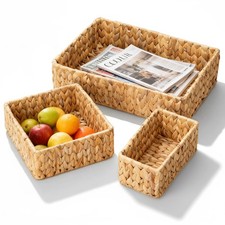 Best Wicker Storage Baskets Set of 3 Handwoven Water Hyacinth for Organizing