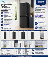 BEKO Pro HarvestFresh AeroFlow CNG6686VPZ 60/40 Fridge Freezer - Black Steel