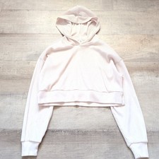 ALO Yoga Muse Hoodie Athletic Beige Ribbed Cropped Pullover XS Loungewear