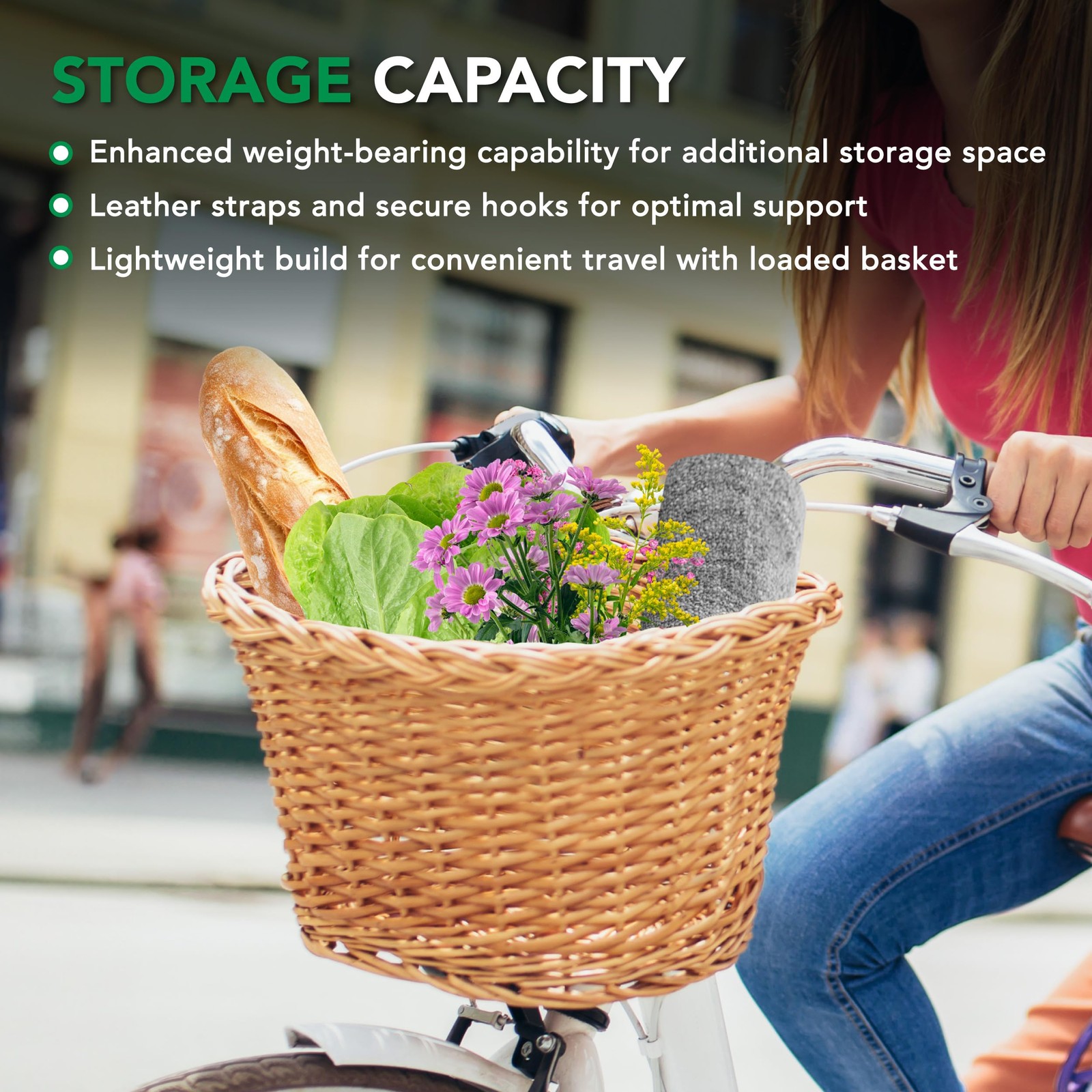 	ProSource Wicker Bike Basket Front Cargo for Women and Men Fits Most Bikes	