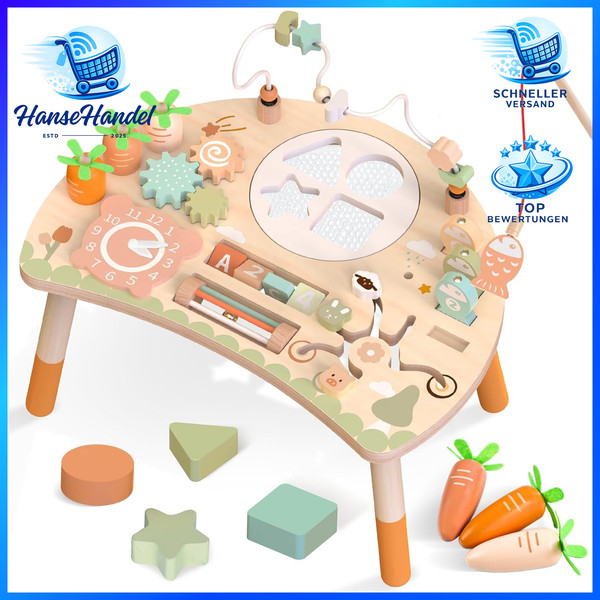AktivitäTstisch Montessori Spielzeug 9-In-1 Holz Ab 1 Jahr FüR Baby-image