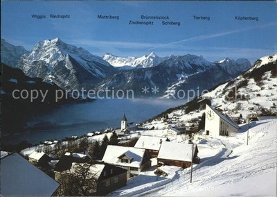 Amden Walensee SG Ortsansicht mit Alpenpanorama