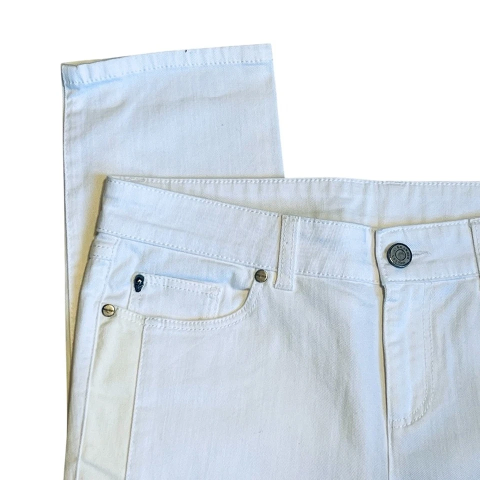 Pantalones de mezclilla elásticos Alexander McQueen para mujer talla 8 Euro 44 blancos a rayas laterales Foto 3 de 4