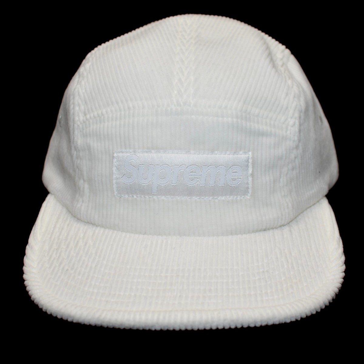 NWT Supreme White Faded Corduroy Box Logo Camp Cap Hat SS25 Men's
