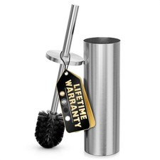 Stylish Stainless Steel Toilet Brush and Holder Set - Silver Toilet Bowl Brush