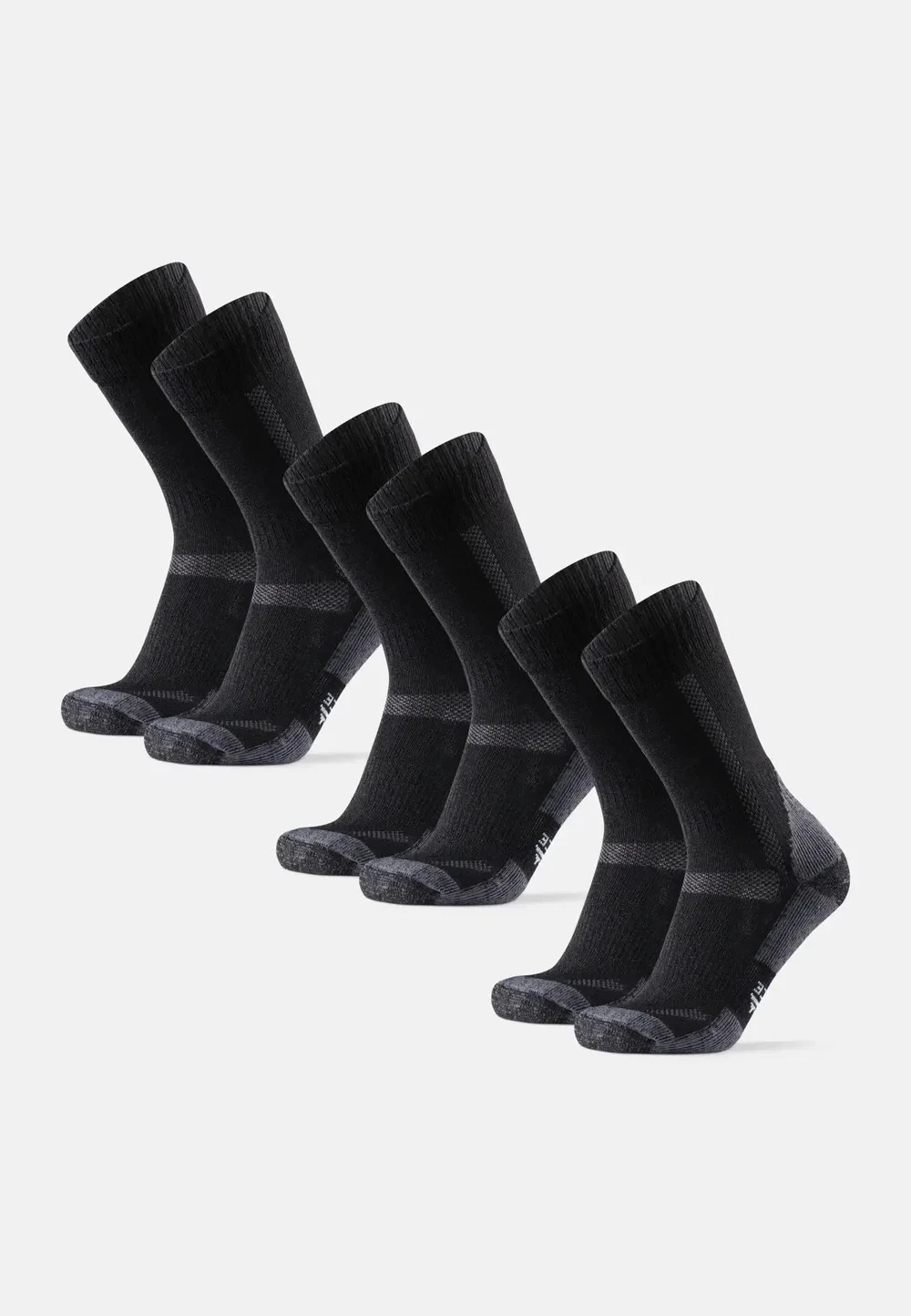 Danish Endurance L13818 Unisex Black 3-Pack Merino Wool Hiking Crew Socks Size L