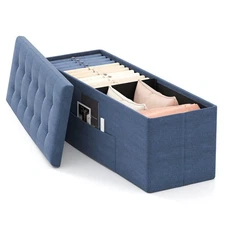 43" Folding Storage Ottoman Bench with Removable Divider & Side Pocket Bedroom
