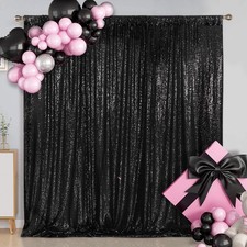 Sequin Backdrop 6FT x 8FT Black Curtain Background for Halloween Wedding Set