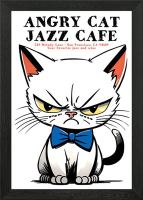 Angry Cat Jazz Cafe Poster Gerahmtes Wandbild Poster Leinwanddruck Bild