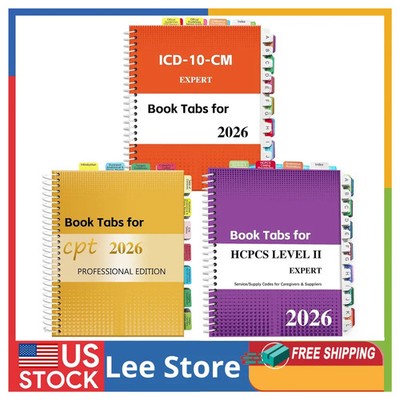 2026 ICD-10-CM and HCPCS Level II Index Tabs 3 Set Bundle Laminated Waterproof