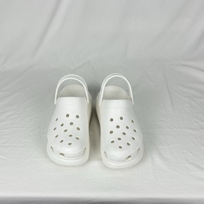 Crocs Unisex Classic Crush Platform Clog White Women Size 10 Men Size 8 EUC