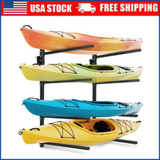 Freestanding Kayak Storage Rack-Heavy-Duty Steel Outdoor Kayak Stand for 4 Kayak