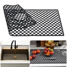 Large Silicone Kitchen Sink Mat 30.6''x 14.7'' Black Kitchen Sinks Mats for B...