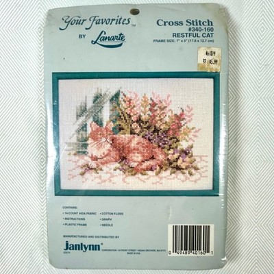 VTG Janlynn/ Lanarte Cross Stitch Kit - Restful Cat with Frame #340-160 **READ**