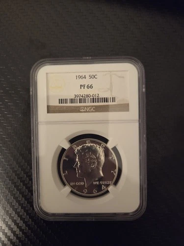 1964 KENNEDY HALF DOLLAR NGC PROOF PF 66 GRADED COIN