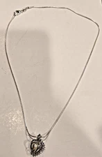 Italy Sterling Silver 18" Necklace With Sparkles&Pearl Cage Pendant 1.6mm Width