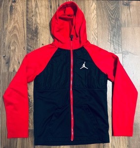 Jordan Boys Full Zip Hoodie Black Red Size M 10-12 yrs Jumpman Logo