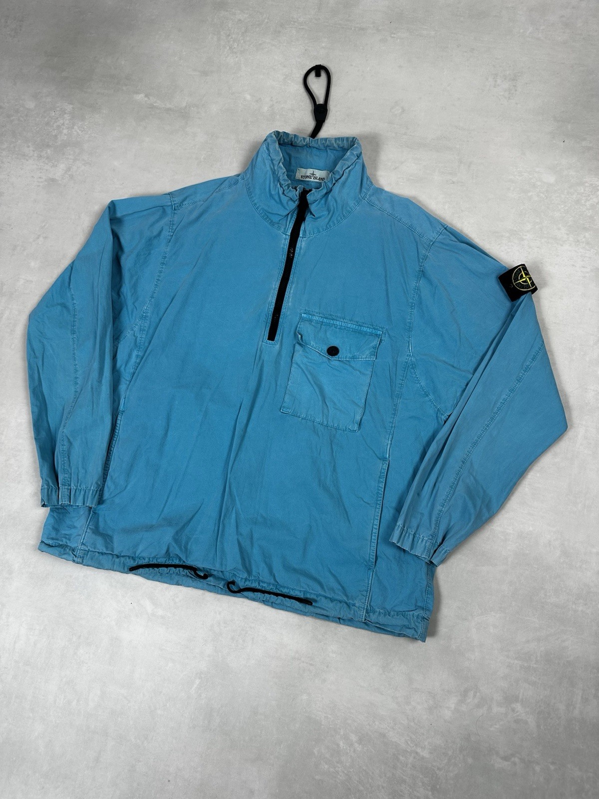 Stone Island Garment-Dyed Light Blue 1/2 Zip Overshirt, Large (25” P2P) image 2