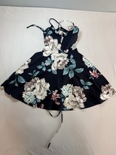 Windsor Floral Mini Dress Black Sleeveless Tie Back Women’s XS