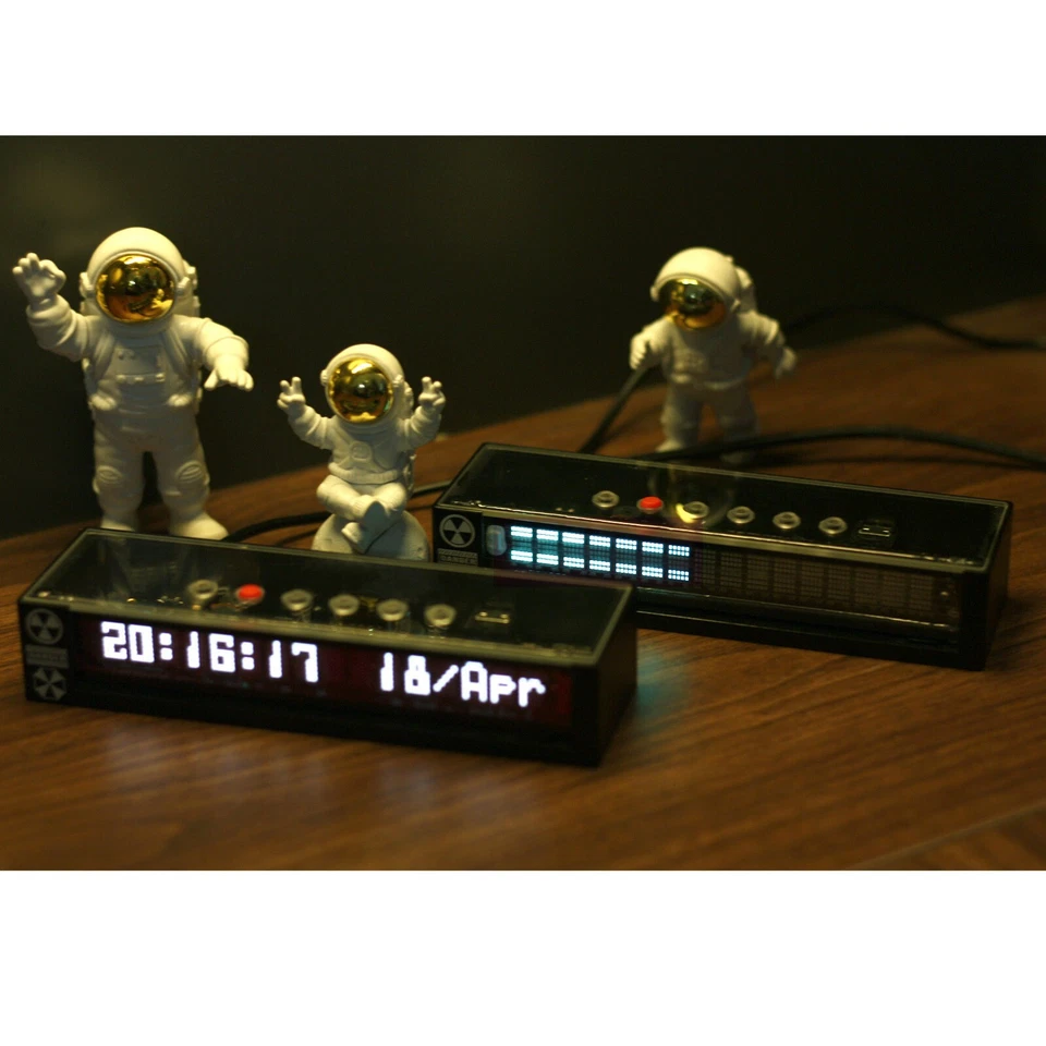 Home Retro VFD16 Audio Spectrum Clock MIC+LINE Sound Level Meter LED Display - Image 2 of 4