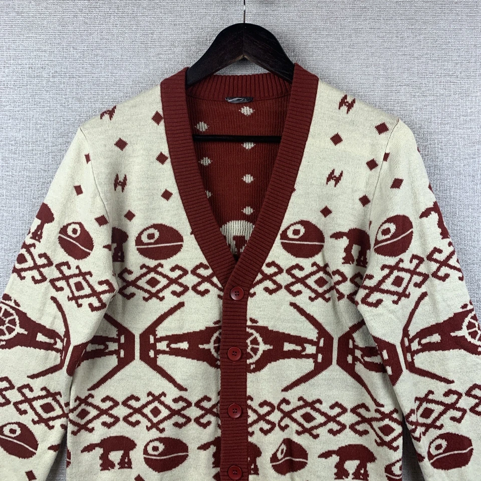 STAR WARS Cárdigan Suéter Unisex Talla Pequeña Granate Imperial TIE Fighter AT-AT Divertido Foto 2 de 4