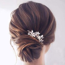 JAKAWIN Bride Wedding Pearl Hair Pins Flower Piece Rhinestone 1 Silver