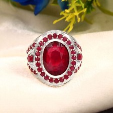 Heated Ruby Gemstone with 925 Sterling Silver Ring for Men's 739