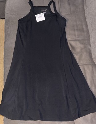 american eagle dress with shorts AE Knit Fit & Flare Mini Skort Dress Women's Overcast Green XXS