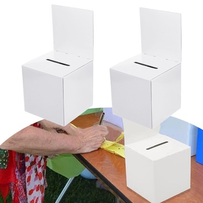 Wei?e Vorschlagsboxen 2 St??ck mit herausnehmbaren Titelkarten f??r Spenden