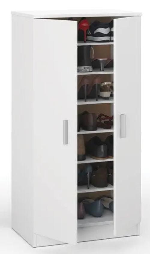 Scarpiera Bianca 55x36x108h: Armadio 2 Ante e 6 Ripiani Salvaspazio