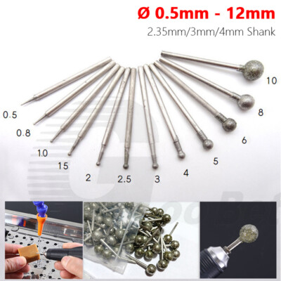 0,5-12 mm Diamant Rund Grat Bohrer Schleifen für Schmuck Dremel Rotationswerkzeug