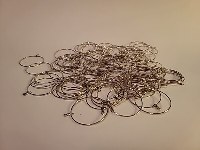 Jewelry Findings 39mm Metal Round Circle Drop Top Ring Silver Toned Lot of 108