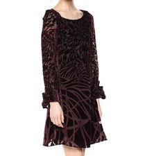 NWD Taylor Womens Burnout Abstract Print Shift Dress Burgundy Size 6