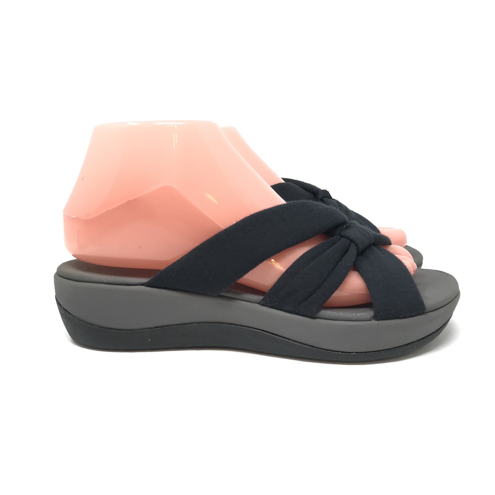 Clarks CloudSteppers Womens US Size 7 Black Arla Slip On Jersey Slide  Sandals | eBay