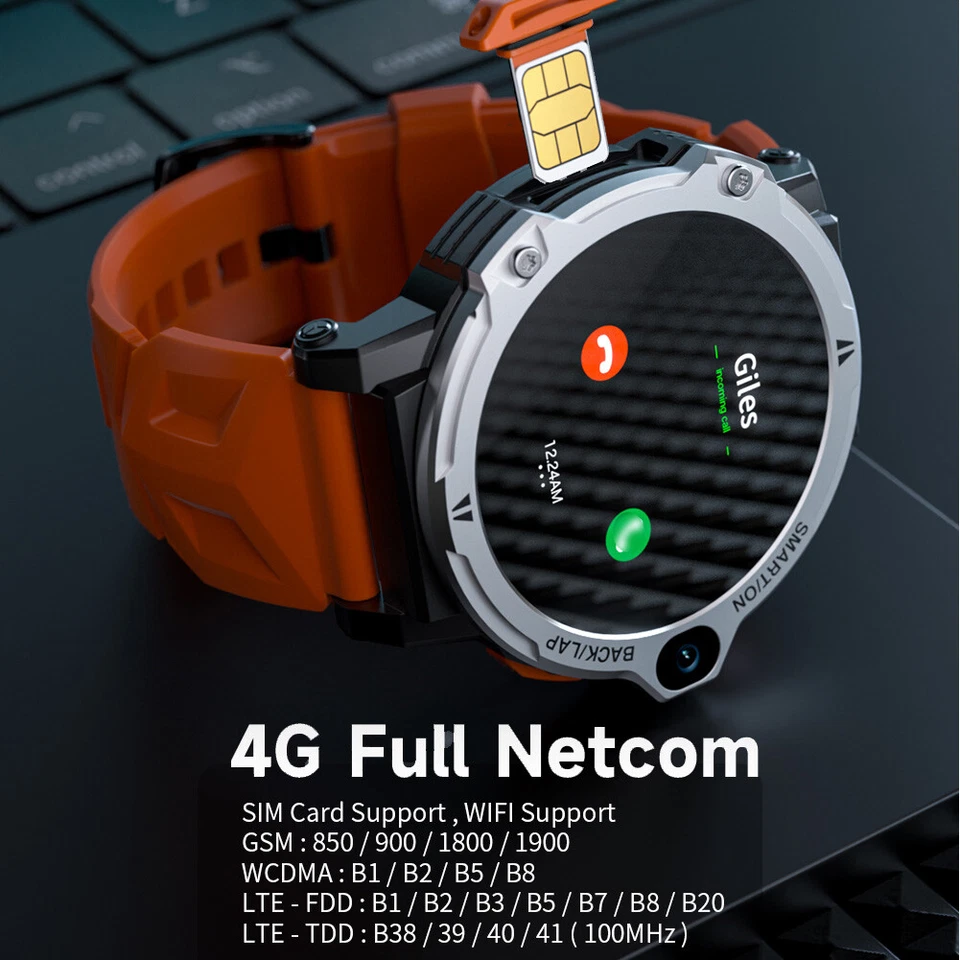 4G WIFI Smartwatch Touchscreen SIM Phone Watch Dual Camera Bluetooth Call 4+64GB - Image 3 of 4