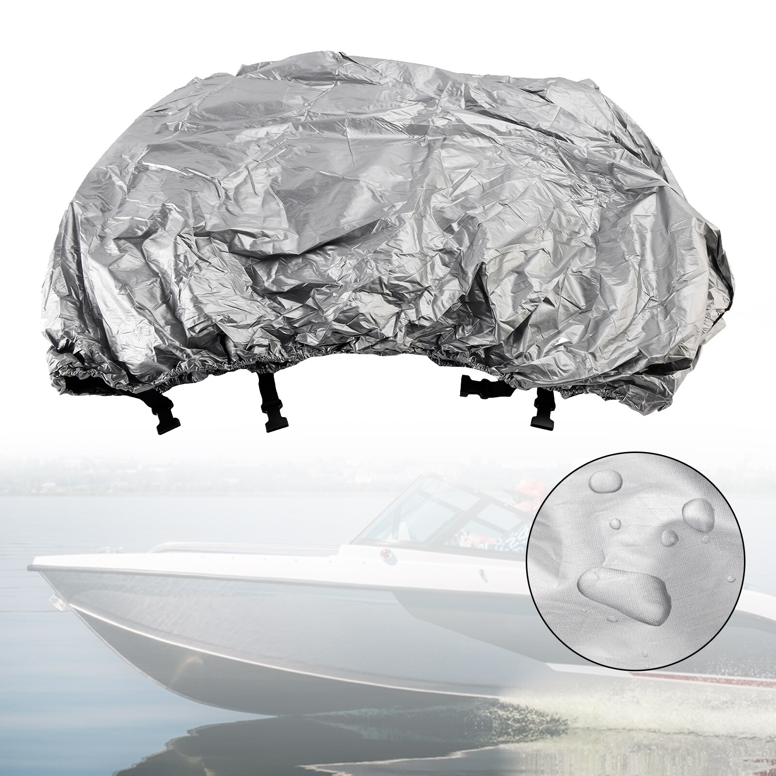16-18ft Heavy Duty Waterproof Silver Cover for V-Hull Fishing Boat Trailer