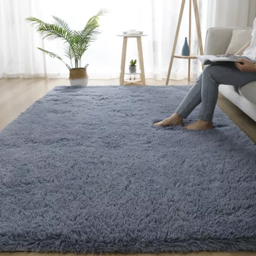 Super Soft Shaggy Rugs Anti-Slip Large Fluffy Rug Living Room Bedroom Carpet Mat - Picture 1 of 35