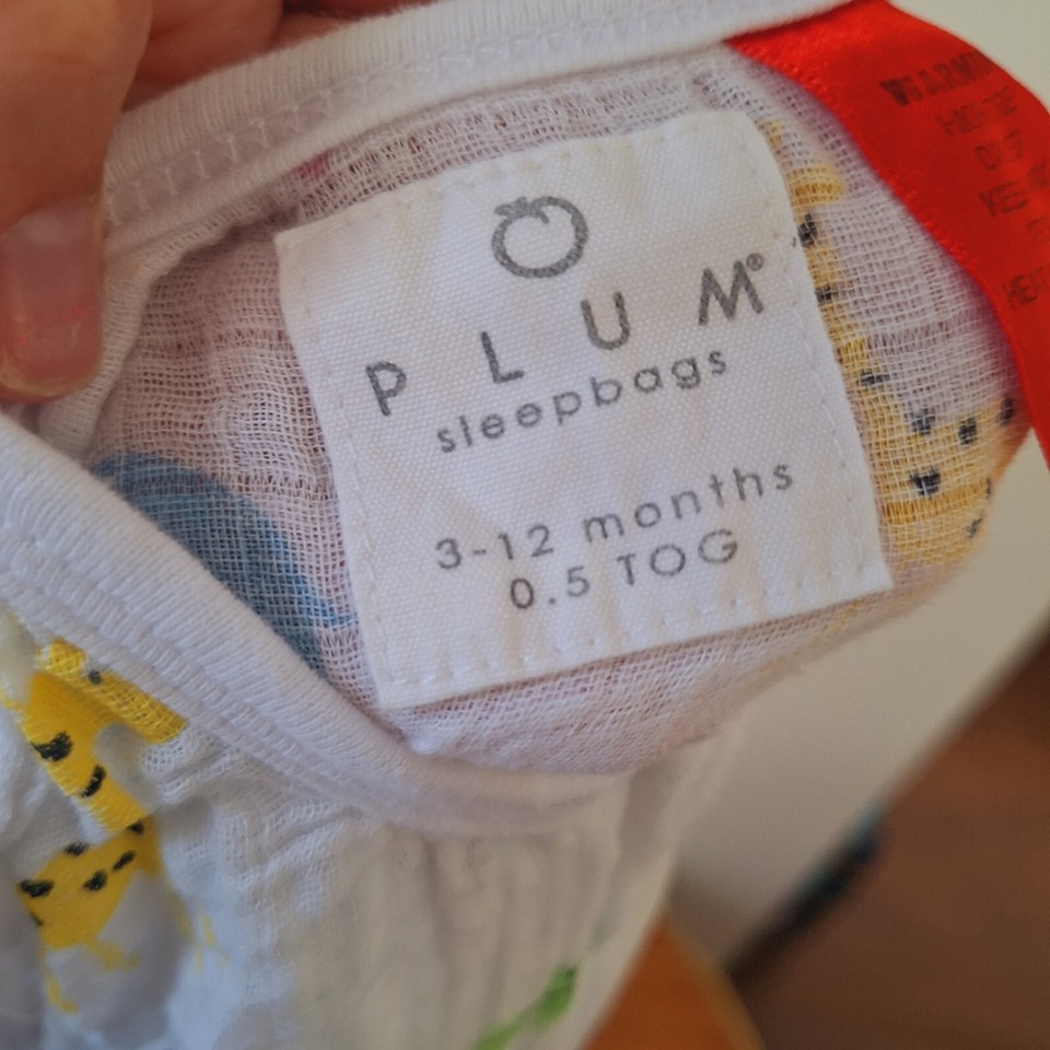 Plum Sleepbags Baby 0.5 Tog Sleeping Bag Size 312 Months Light Spring