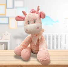 First and Main Jingles Pink Giraffe Baby Rattle Stuffed Lovey Toy Plush 8.5  
