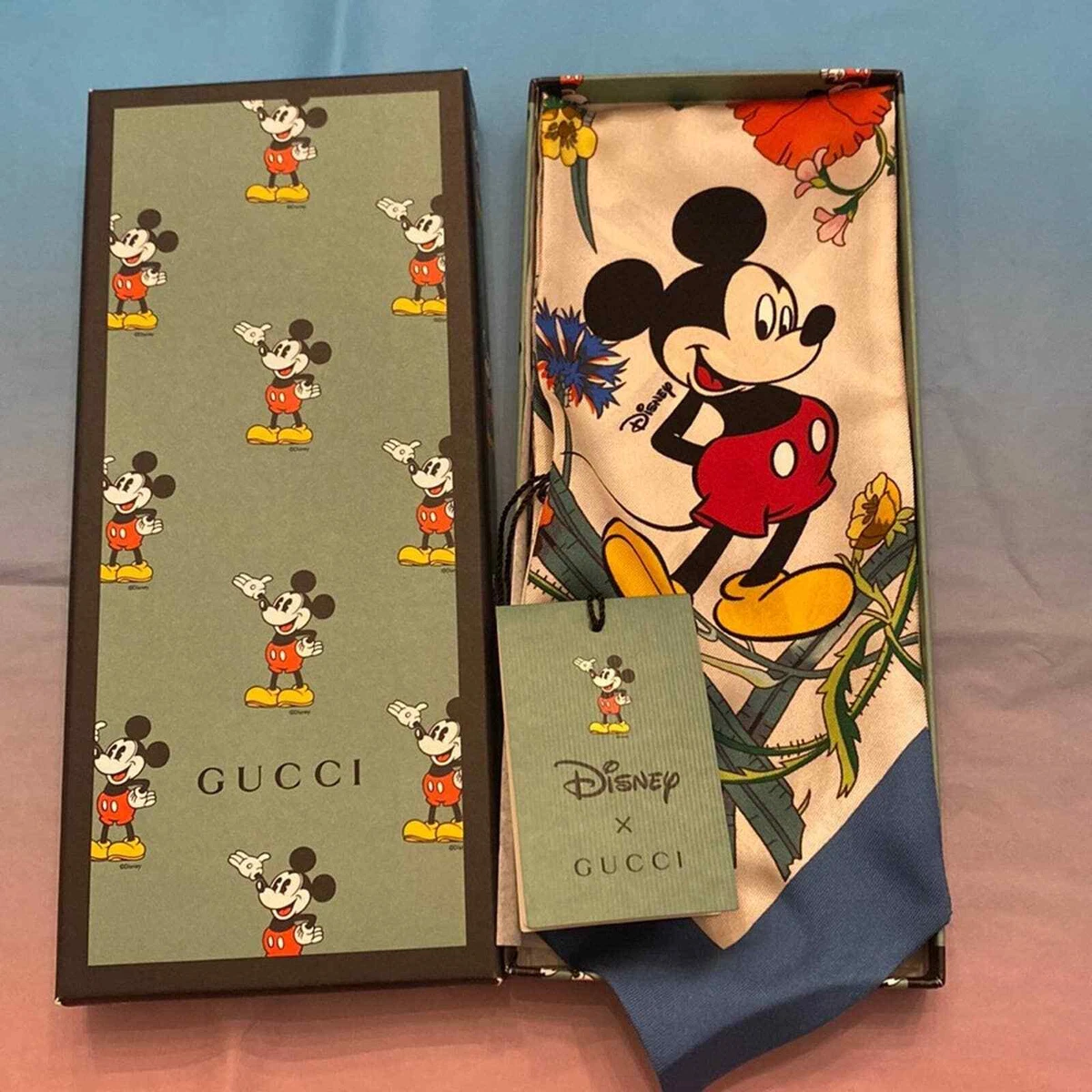 New in box NWT GUCCI x Disney Limited Edition Mickey Mouse Twill Scarf