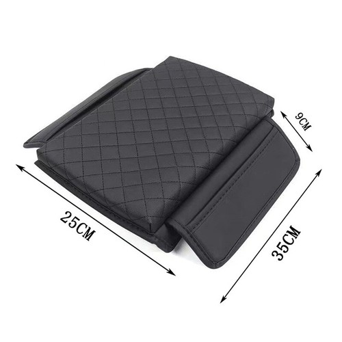 Car Armrest Pad Center Console Box Cover PU Leather Protect Cushion with Pocket - Foto 3 di 16